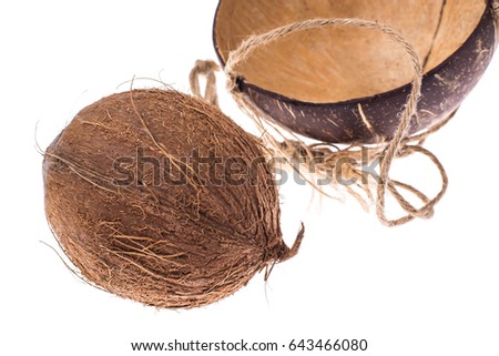 Whole coconut isolated on white background. Studio Photo