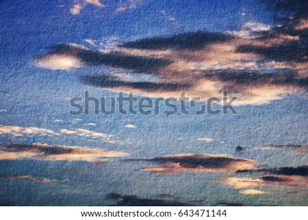 Double exposure of dynamic cloud and sky of paper texture for background Abstract,postcard nature art dark tone style,soft and blur focus.