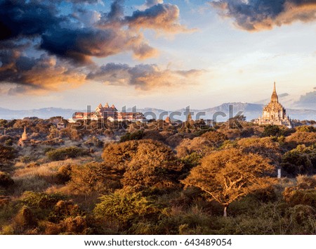 Colorful sunrise in Bagan, Myanmar