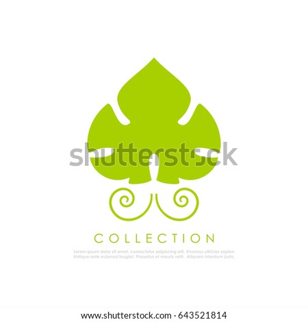 Vine green leaf vector logo on white background