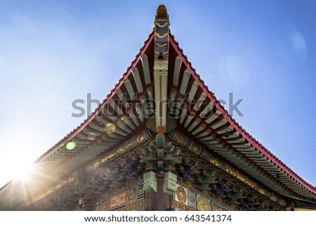 Under roof of China Temple in thailand.