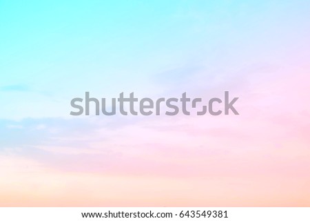 Soft cloudy is gradient pastel, Abstract sky background in sweet color. blue, pink, orange, fox
