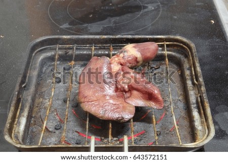 Grill chicken liver on a rusted steel grill risks cancer.