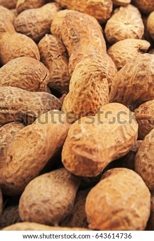 
Groundnut. Peanuts without peeled shels background food photography in studio. Close up macro peanuts photo. Beautiful salted roasted peanuts pattern concept.