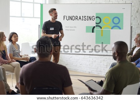 Group of people social fundraising for charity foundation Royalty-Free Stock Photo #643636342