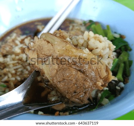 beef with rice at Bangkok,Thailand