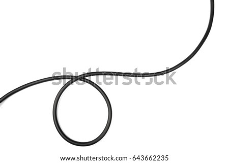 black wire isolated on a white background abstraction. Royalty-Free Stock Photo #643662235