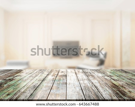 closeup top wood table with Blur Background