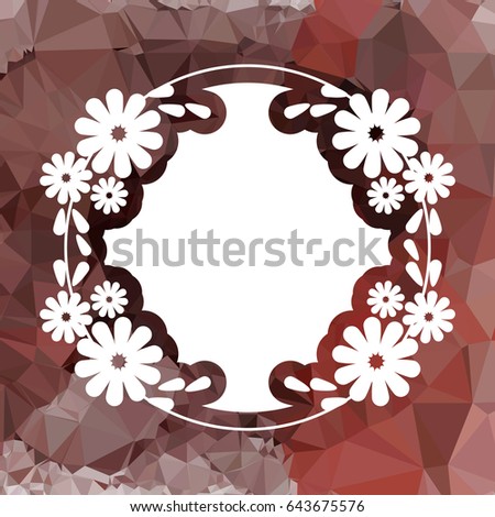 Color mosaic round frame with decorative flower. Original decorative background for text or photos. Vector clip art.