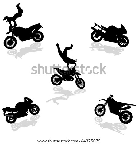Motorcycle Set silhouettes.Vectors
