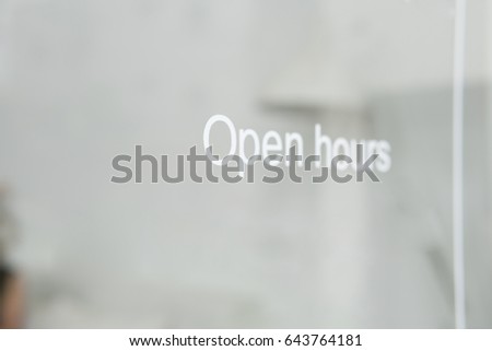 Wording "open" sticker put on clear glasses door or window.Open daily letter wording sign sticker is symbol use for tell customer mostly put on front door of shop store and office.