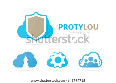 Vector of shield and cloud logo combination. Security and storage logotype design template.
