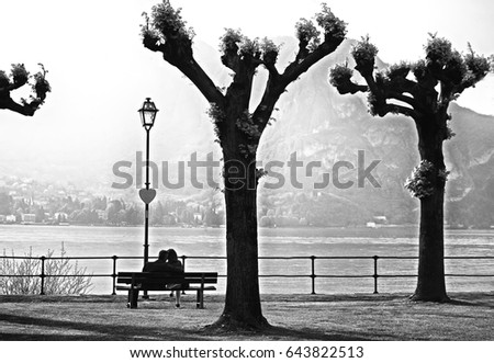 Lover's bench near the lake