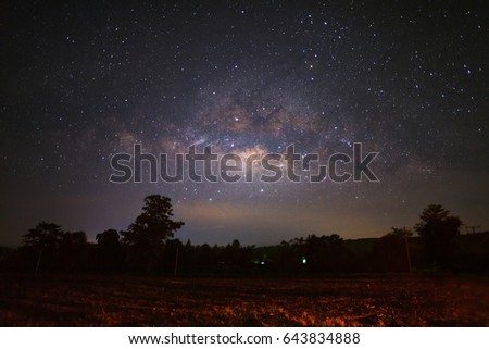 Milky way galaxy in Phitsanulok Thailand, Long exposure photograph.with grain