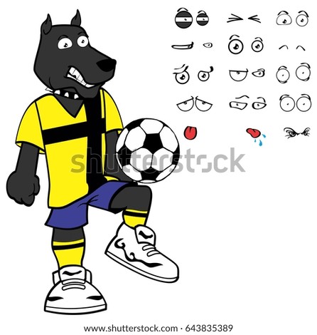 funny dog soccer cartoon set expressions in vector format very easy to edit 