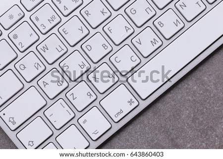 Flat lay of keyboard of a modern laptop