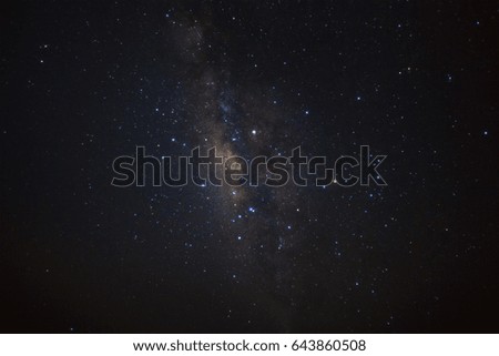 Milky way galaxy with stars at Phu Hin Rong Kla National Park,Phitsanulok Thailand, Long exposure photograph.with grain