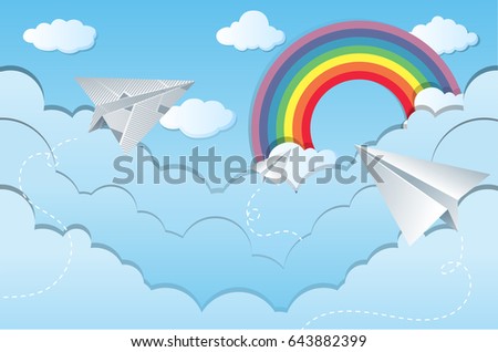 Sky scene with paper airplanes illustration