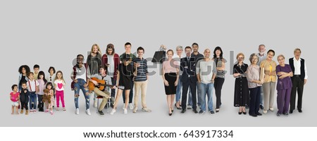 Diversity of People Generations Set Together Studio Isolated Royalty-Free Stock Photo #643917334
