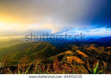 Mountain National Park's landscape and sky in Thailand.