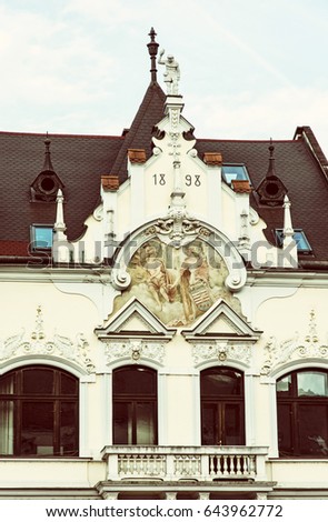 The Beggar's house in Kosice, Slovak republic. Architectural scene. Retro photo filter.
