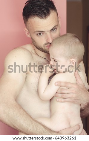 happy man with baby