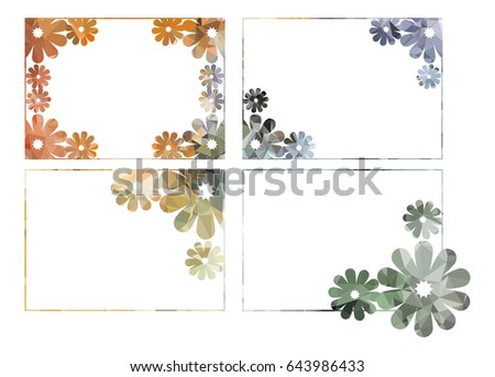 Set of color frames with abstract flowers. Original decorative background for text or photos.Raster clip art.
