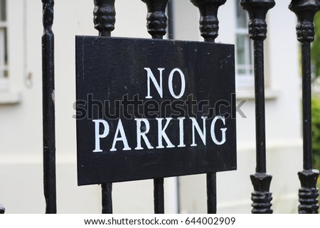 Cast Iron fence with a No Parking sign, Cork City, Ireland
