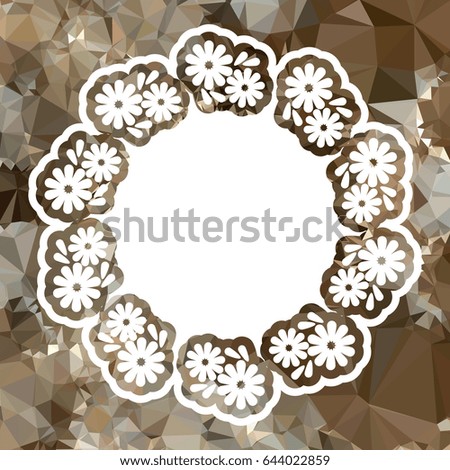 Color mosaic round frame with decorative flower. Original decorative background for text or photos.Raster clip art.