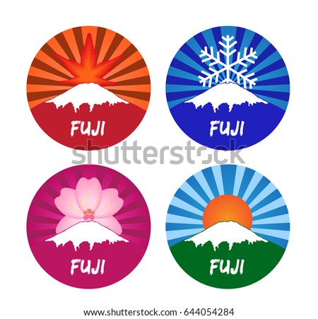 fuji all season icon vector . summer winter autumn and spring