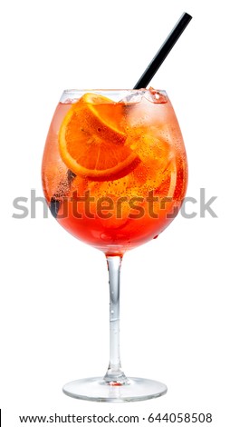 glass of aperol spritz cocktail isolated on white background Royalty-Free Stock Photo #644058508