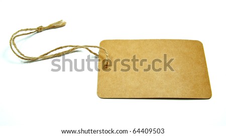 blank tag tied with a brown string isolated on a white background