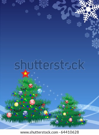 Elegant christmas tree on the blue background