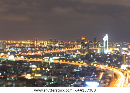 blurred of bokeh city aerial view from the rooftop view point image 