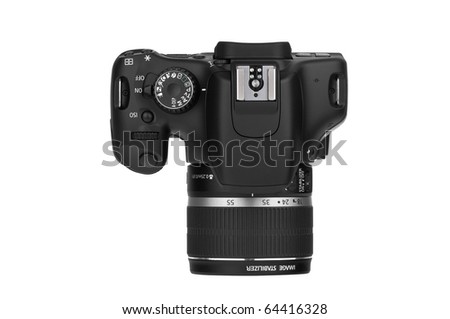 Digital Single Lens Reflex-top view (clipping path) Royalty-Free Stock Photo #64416328