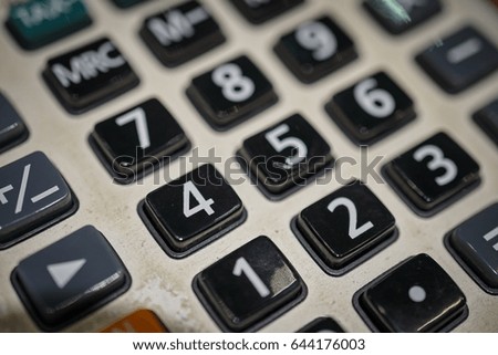 Close up macro view of calculator keypad as financial concept.