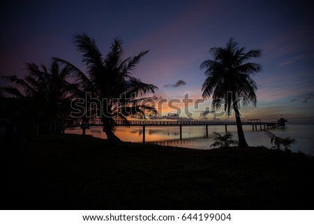 Sunset over the ocean on the Guam island