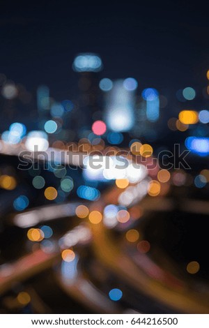 Blurred light night view city and highway interchanged, abstract background