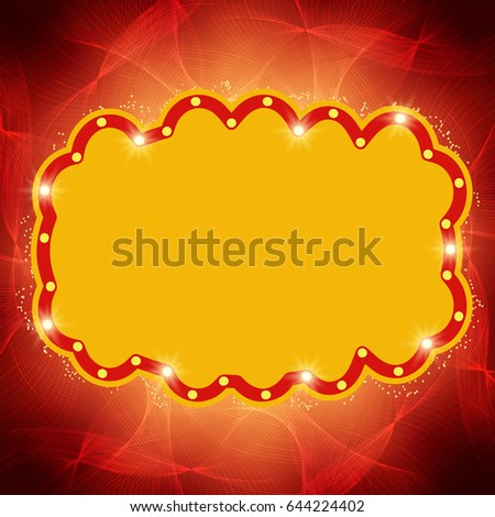 Shining waves background with retro casino light banner. Vector illustration