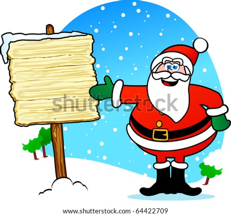 A funny Santa Claus shows a custom folders. Vector