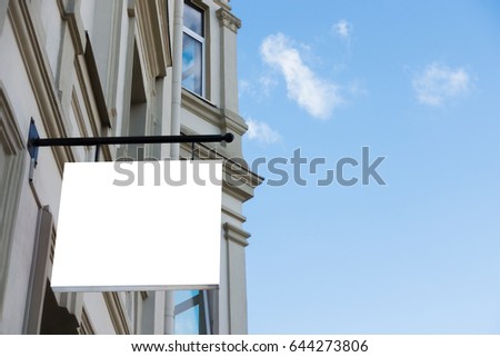 Mock up. Rectangular shape signage on the wall of classical architecture building