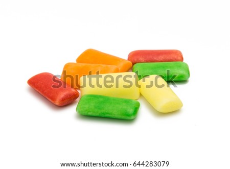 Fruit gum on a white background
