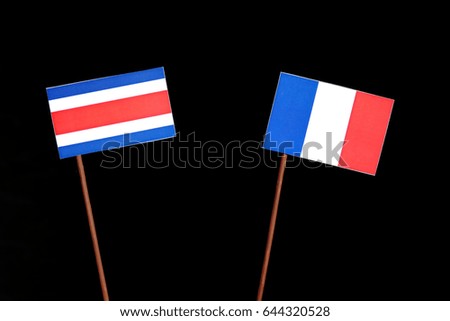 Costa Rica flag with French flag isolated on black background