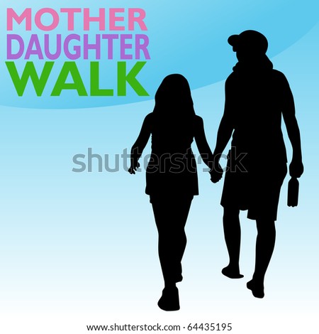 An image of mother and daughter holding hands while walking.