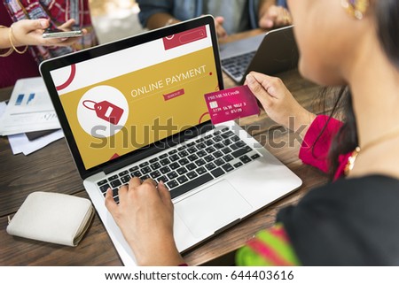 Woman working on laptop network graphic overlay