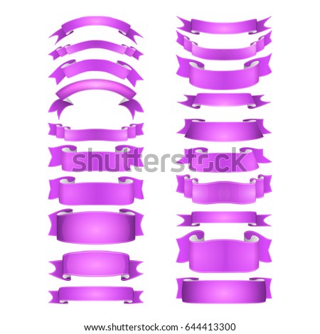 isolated vector colored satin ribbons set - purple