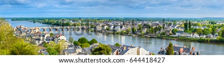 Panorama of Saumur on the Loire river in France, Maine-et-Loire department Royalty-Free Stock Photo #644418427