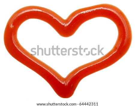 heart of ketchup isolated on white background