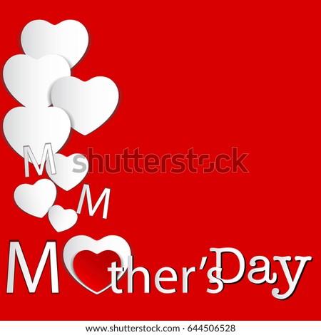 abstract red background with cut paper heart. Vector illustration