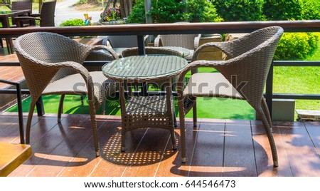 Table and chairs in garden
